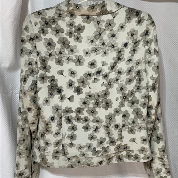 BCBG for Nordstrom M sage/grey floral jacket euc - Picture 7 of 8